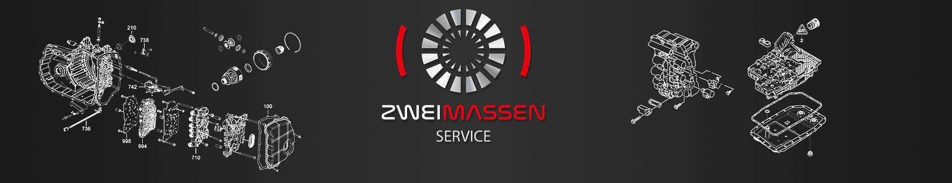 Zweimassen Service Hero Sektion